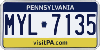 PA license plate MYL7135
