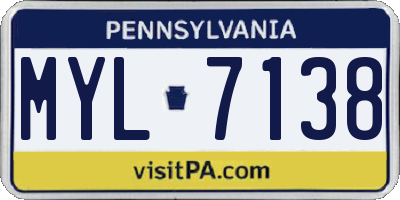 PA license plate MYL7138