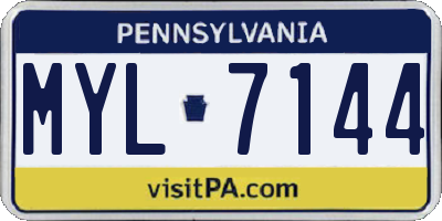 PA license plate MYL7144