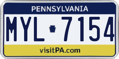 PA license plate MYL7154