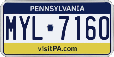 PA license plate MYL7160