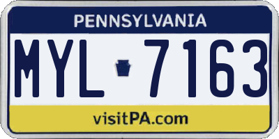 PA license plate MYL7163