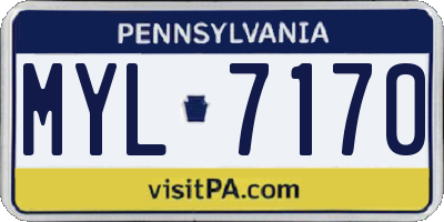 PA license plate MYL7170