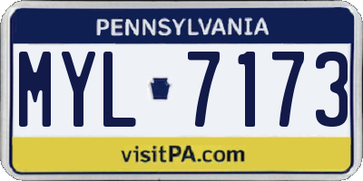 PA license plate MYL7173