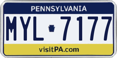 PA license plate MYL7177