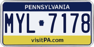 PA license plate MYL7178
