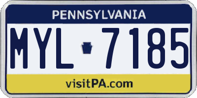 PA license plate MYL7185