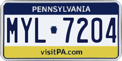 PA license plate MYL7204
