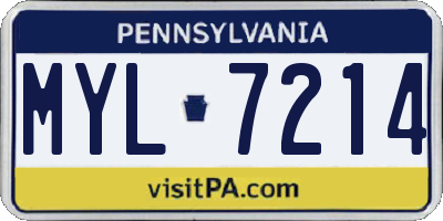 PA license plate MYL7214
