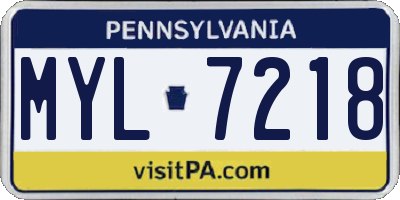 PA license plate MYL7218