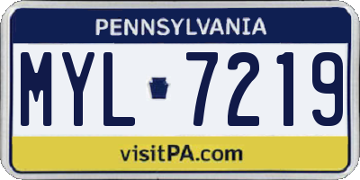 PA license plate MYL7219