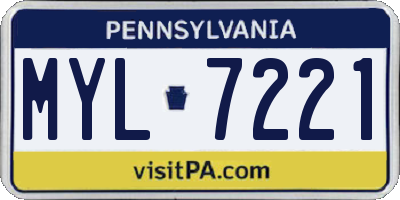 PA license plate MYL7221