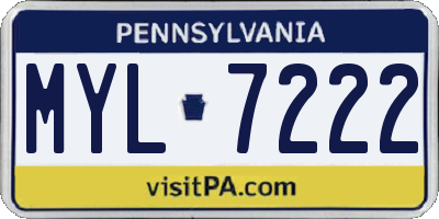 PA license plate MYL7222