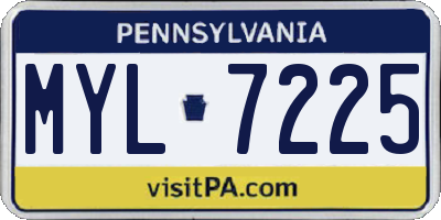 PA license plate MYL7225