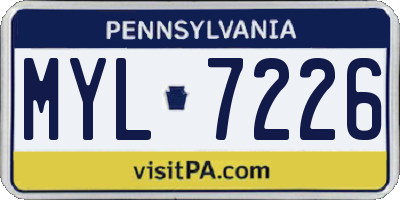 PA license plate MYL7226