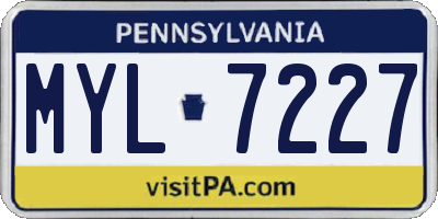 PA license plate MYL7227