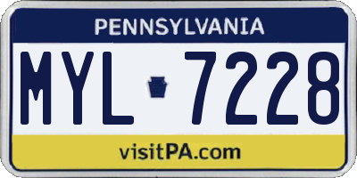 PA license plate MYL7228