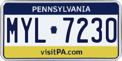 PA license plate MYL7230