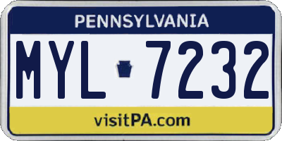 PA license plate MYL7232
