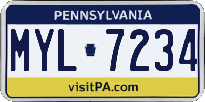 PA license plate MYL7234