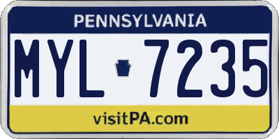PA license plate MYL7235