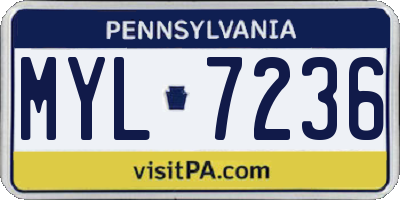 PA license plate MYL7236