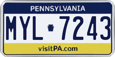 PA license plate MYL7243