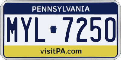 PA license plate MYL7250