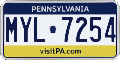 PA license plate MYL7254