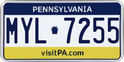 PA license plate MYL7255