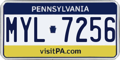 PA license plate MYL7256