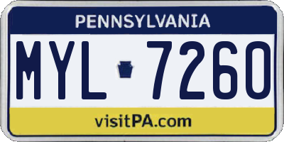 PA license plate MYL7260