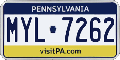 PA license plate MYL7262