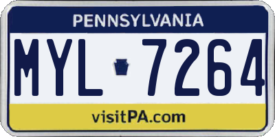 PA license plate MYL7264