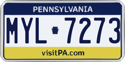 PA license plate MYL7273