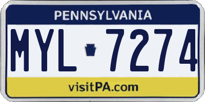 PA license plate MYL7274