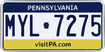 PA license plate MYL7275