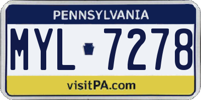 PA license plate MYL7278