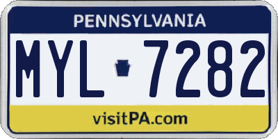 PA license plate MYL7282