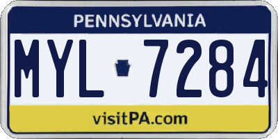 PA license plate MYL7284