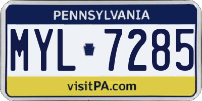 PA license plate MYL7285