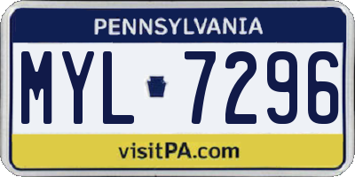 PA license plate MYL7296