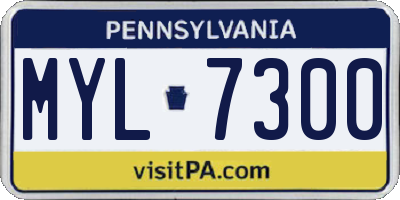 PA license plate MYL7300