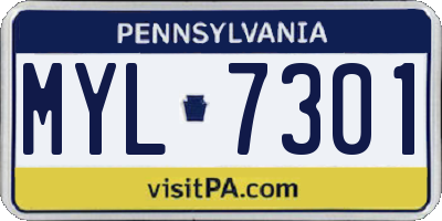 PA license plate MYL7301