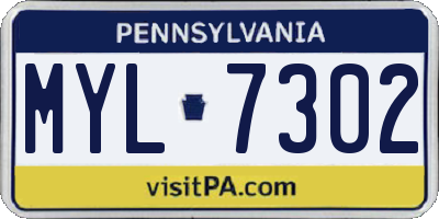 PA license plate MYL7302