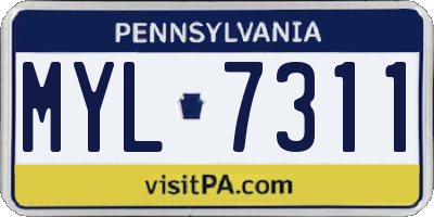 PA license plate MYL7311