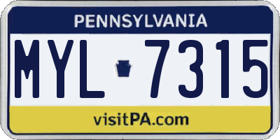 PA license plate MYL7315