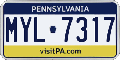PA license plate MYL7317