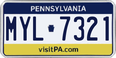 PA license plate MYL7321