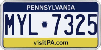 PA license plate MYL7325